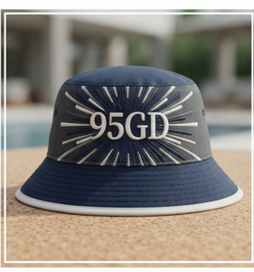 Waterproof Terry 95GD Bucket <b>Hat</b> Unisex Adult Spring Summer Casual Fisherman Front Panel Letter Design <b>Navy</b> Gray - Product Image 1