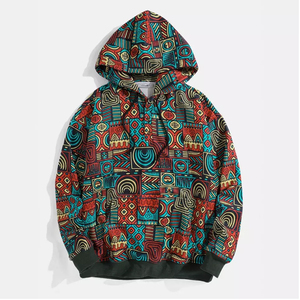 Sweat-shirt à capuche pour homme, imprimé géométrique, coupe classique, vêtements décontractés d'hiver, 100% coton, tricoté, respirant, design de haute qualité - Product Image 4