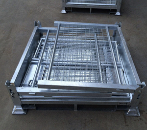 <b>Collapsible</b> Steel Wire Mesh Pallet Cage Folding Stackable Adjustable Waterproof Industrial Floor Warehouse <b>Storage</b> Stillage - Product Image 4
