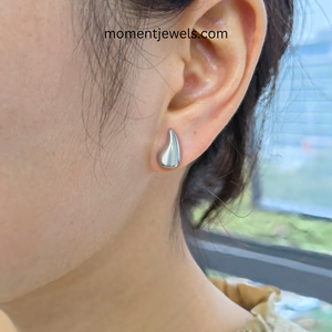 Pendientes de Plata de Ley 925 con Forma de Gota de Agua para Mujer, Pendientes de Botón con Baño de Oro de 18K - Product Image 4