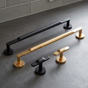 Modern Brass Pull <b>Handle</b> Black <b>Gold</b> Finished Minimalist Design Durable Furniture <b>Handles</b> Hardware Universal Fit Customized - Product Image 2