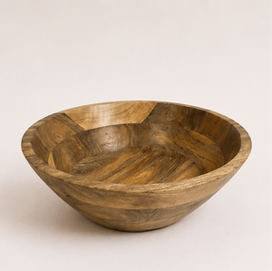 Bol de service en bois de manguier naturel, écoresponsable et fait main, grand format, pour salades, fruits et collations, personnalisable avec logo, vente en gros - Product Image 3