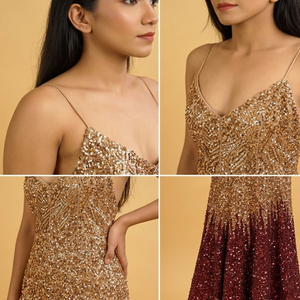 Designer Womens Floor Length | Evening Gown | Sleeveless Scoop Neck | Embroidered Beaded | Formal Party Wedding Dress | Outfit - Product Image 2