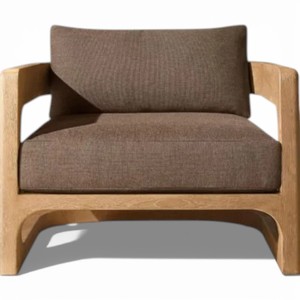 Fauteuil individuel en tissu en bois de teck massif pour salon moderne, idéal pour hôtel, appartement, villa - Vente en gros - Product Image 1