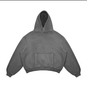 Sweat à capuche pour homme en coton 100% de qualité supérieure, avec tissu épais, cordon en coton 100%, personnalisable, pull-over uni, coupe courte et ample - Product Image 4