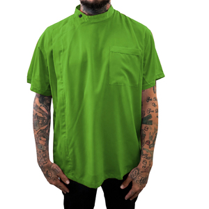 Gilet professionnel personnalisé pour barbier, écologique, respirant, en polyester, manches courtes, 1 poche pour outils de barbier - Product Image 1