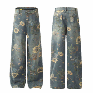 Pantalones Vaqueros Personalizados de Diseño Holgado, Estilo Vintage Lavado, Corte Recto, Streetwear, Hip Hop, Y2K, con Remaches, para Invierno - Product Image 4