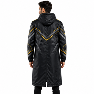 Veste de pluie à capuche personnalisée pour hommes, design sportif, revêtement PVC, doublure intérieure en maille polyester, coupe-vent, vêtements de travail en plein air, service OEM - Product Image 4