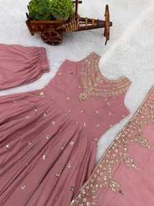 Vestido Anarkali Étnico Completamente Cosido y Listo para Usar para Mujer, de Secado Rápido, para Bodas y Fiestas, Venta de Exportación - Product Image 3