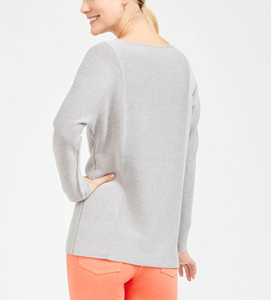 Suéter de Punto Beige para Mujer, Cuello Redondo, Manga Corta, Corte Regular, Casual, Sólido, Transpirable, 100% Algodón, para Todas las Temporadas - Product Image 2