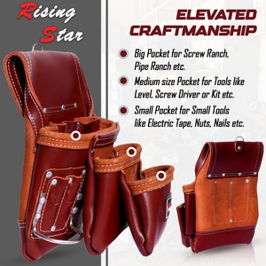 Heavy Duty <b>Leather</b> <b>Tool</b> Belt Set with Pouches for Carpenter & Electrician Construction <b>Work</b> Custom logo <b>Tool</b> bag - Product Image 6
