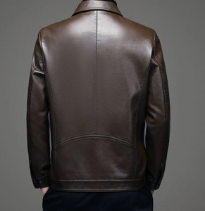 Clush <b>Men</b> Winter Genuine Leather Varsity Streetwear <b>Jacket</b> Zipper Closure Stand Collar Front Logo Oversize 4XL <b>Long</b> Sleeve Plus - Product Image 4