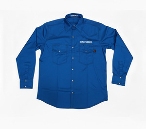 Chemise de travail pour homme personnalisée, en coton ignifuge, manches longues, surpiqûres contrastées, poches poitrine, séchage rapide, antistatique, fermeture à boutons-pression - Product Image 4