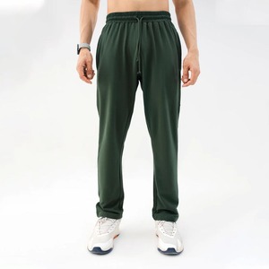 Pantalon de survêtement en coton vert foncé pour homme, taille mi-haute, avec cordon de serrage, décontracté, avec poches, coupe classique, pour l'automne - Product Image 3