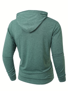 Men's Vintage Style Casual Plus Size Slim Fit Comfortable Skin-Friendly Trendy Winter Home Wear Button-<b>Up</b> Hooded Long Sweatshirt - Product Image 4