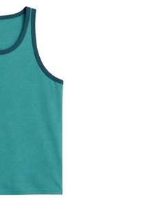 Custom Blue Contrast Trim <b>Men</b> Tank Top Sleeveless Cotton Vest Solid Color Casual Summer Gym Workout Fitness <b>Singlet</b> Breathable - Product Image 2