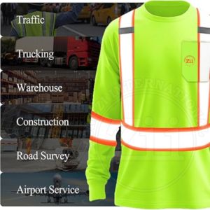 Camiseta de Trabajo de Alta Visibilidad Reflectante de Manga Larga, Clase 1, Algodón, Uniforme para Construcción y Minería, con Luz LED Intermitente, Impermeable - Product Image 4