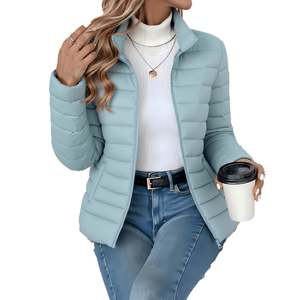 Haut chaud imperméable, coupe-vent et isolant, en tissu tissé doux, à col montant, pour automne-hiver, pliable, pour le quotidien, décontracté et polyvalent, coupe classique - Product Image 3