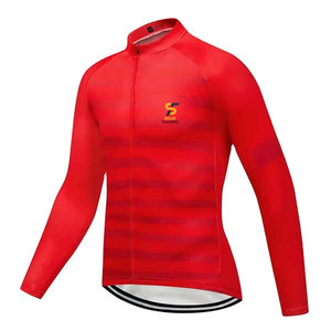 Slim Fit Long Sleeve <b>Cycling</b> Jersey Sets Quick Dry Breathable Lightweight Four Way Stretch Anti Bacterial 100% Polyester - Product Image 1