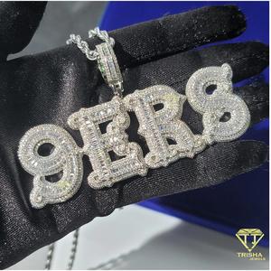 Collar con colgante personalizado de la letra DRE, con diamantes de moissanita, cadena cubana, estilo hip hop, joyería brillante para hombres y mujeres. - Product Image 3