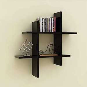 Estante Flotante de Pared con Marco Metálico Cuadrado Moderno, Madera Oscura, de un Solo Nivel, para Almacenamiento y Exhibición, Organizador Minimalista de Pared - Product Image 4
