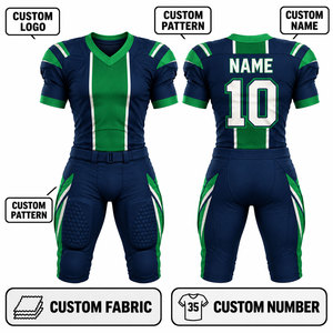 Ensemble d'uniformes de football américain personnalisés pour hommes, sublimés, col en V, manches courtes, polyester respirant, ajustés, toutes saisons - Product Image 1