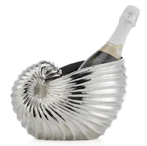 Textured gold metallic ice bucket with <b>square</b> handles available at wholesale prices. Classic trophy style beverage chiller. - Product Image 5