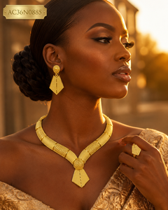 Modern Textured Trendy 24K Gold Plated Brass <b>Box</b> Chain Fashion Charm Necklace Set - Product Image 4