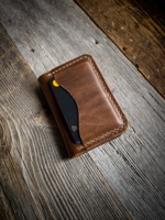 Dompet Kulit Tipis Pria Minimalis Full Grain Vintage Tempat Kartu Kredit Saku Depan Berkualitas Tinggi Warna Polos Custom