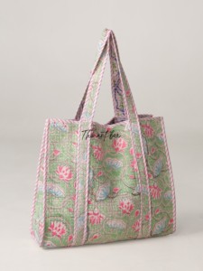 OEM Assorted Floral Quilted Cotton Tote <b>Bag</b> - Eco-Friendly <b>Boho</b> Reusable Shopper Handbag - Product Image 1