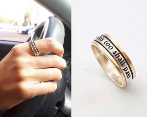แหวนหมุนนี้ก็จะผ่านไปได้ แหวนเงินแท้ 925 ทำมือ บรรเทาความเครียด แหวนสลักลาย สำหรับทุกเพศ เหมาะสำหรับเป็นของขวัญ - Product Image 5
