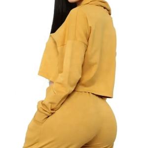 Custom Logo 100% Cotton Slim Fit <b>Women's</b> Hood <b>Tracksuit</b> <b>Velour</b> Two-Piece Quick Dry Sportswear for Jogging Printed Fleece - Product Image 3