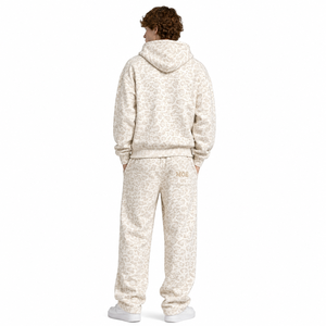 Fabricante de Ropa, Conjuntos Deportivos con Sudadera con Estampado de Leopardo, Chándal de Felpa Beige Oversize, Ropa Urbana, Logotipo Personalizado, OEM, ODM, Venta al Por Mayor - Product Image 2