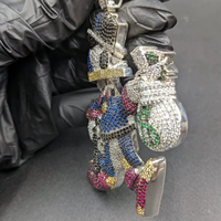Pendentif Personnage de Dessin Animé VVS Diamant Coloré, Bijou de Fête Hiphop Tendance pour Femmes et Hommes, Personnalisable en Argent Sterling