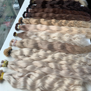 Extensiones de Cabello Natural Ondulado con Punta Plana, Súper Dobles, Color Rubio, 100% Virgen Vietnamita, Todas las Longitudes de 12 a 32 Pulgadas, Precio de Fábrica - Product Image 1