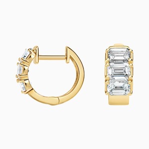 Emerald Cut Diamond <b>Huggie</b> Earrings 925 <b>Silver</b> Moissanite Women's Classic Wedding Fashion Jewelry - Product Image 2