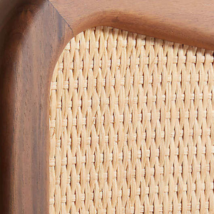 Minimalist Teak Wood <b>Bed</b> Frame <b>with</b> Extra Thick Side Panels Slatted Mattress Foundation and Square Leg Design - Product Image 5