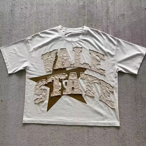 Custom Wholesale Vintage Oversize Men's T-Shirt Polyester/Cotton 220 Grams Front Embroidery Streetwear Breathable Summer <b>Tees</b> - Product Image 1