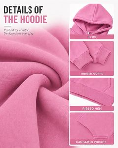 Men's <b>Pink</b> Hooded <b>Sweatshirt</b> Regular Fit Solid Color Cotton French Terry Casual Pullover Autumn Wear - Product Image 6