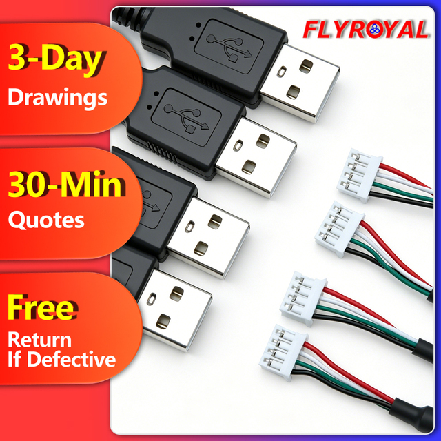 High Quality USB a 2.0 Male to JST PH 4P or 5-Pin Molex PicoBlade Male Connector USB Cable Assembly