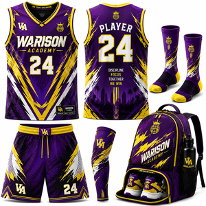 Basketball Academy Uniform Set With Jersey Short Socks And Sleeve Sublimation Basketball Uniform Kit With Custom Name And Number - Product Image 5