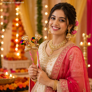 Bâtons Dumroo Ghungroo pour les Cérémonies de Mariage, la Pooja, le Kirtan et les Occasions Spirituelles – Accessoire Traditionnel Fait Main - Product Image 4