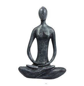 Escultura de Mujer Meditando, Abstracta y de Lujo, Figura Moderna de Resina Sentada para Decoración de Sala de Estar y Gimnasio, Color Gris Desgastado - Product Image 4
