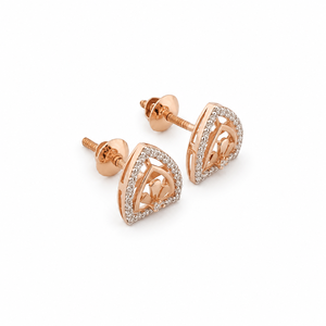 Pendientes Geométricos de Diamantes en Oro Rosa de 18K para Mujer, Acabado Pulido, Minimalistas, Regalo para Boda o Fiesta, Joyería Fina - Product Image 3