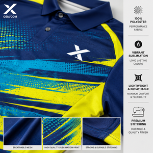 Ensemble uniforme de cricket sublimé pour hommes X Sports, polo à manches courtes avec pantalon à taille élastique, imprimé dégradé, évacuation de l'humidité, OEM ODM - Product Image 4
