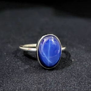 Blue Sapphire Star <b>Ring</b> Oval Gemstone 22K <b>Gold</b> Filled 925 Sterling Silver Personalized Gift <b>Ring</b> Elegant Jewelry - Product Image 1