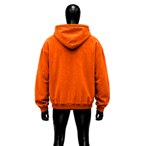 Sweat à capuche oversize délavé pour homme Orange, style streetwear avec imprimé circulaire, poche avant, coupe décontractée oversize, idéal pour l'automne - Product Image 2
