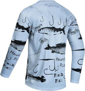 เสื้อตกปลาแขนยาวผ้าโพลีเอสเตอร์/คอตตอน ระบายอากาศ ป้องกันรังสียูวี แห้งเร็ว ป้องกันแบคทีเรีย UPF 50+ รับทำโลโก้ตามสั่ง ขายส่ง - Product Image 6