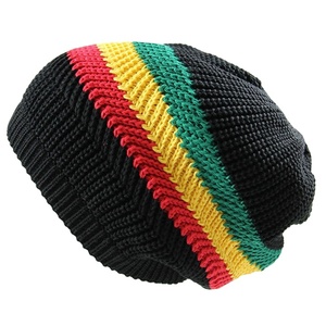 Hand Knitted Beanie Hat With Contrast Color Blocking Design Acrylic <b>Winter</b> <b>Cap</b> Unisex Adult 56-58CM Casual Style - Product Image 2