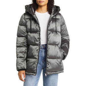 Veste matelassée unisexe de qualité supérieure en gris avec capuche, fermeture éclair intégrale, isolation thermique et plusieurs poches, vêtements d'extérieur pour l'hiver - Product Image 4